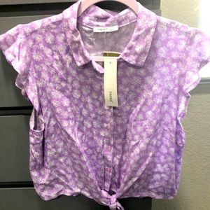 Brand new junior shirt soft purple color and white flowers size medium